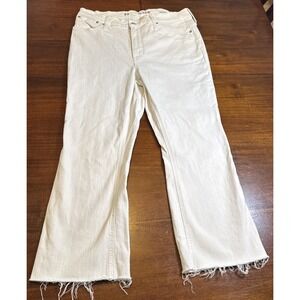 J.Crew 9" Demi Boot Crop Jeans Womens 33 White Raw Hem Mid Rise Denim